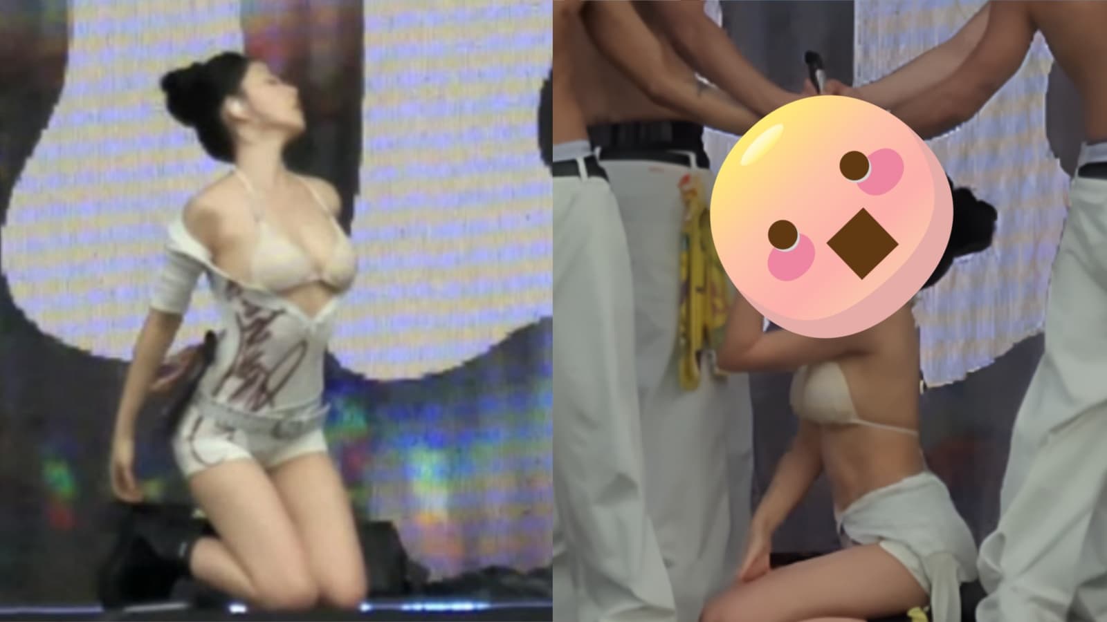 跪地遭男舞者包圍!韓女歌手Waterbomb脫到剩比基尼 19禁演出挨轟:太超過了
